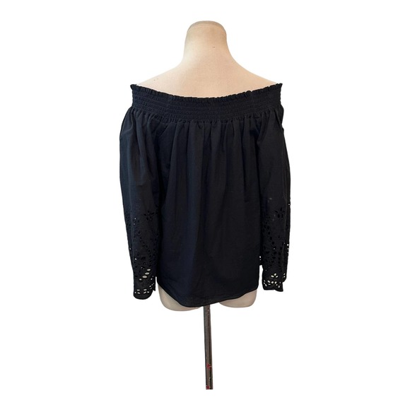 Whimsy + Row black off shoulder 3/4 sleeves boho blouse size Small - Picture 12 of 14